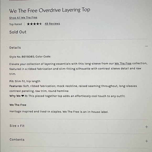 We The Free Overdrive Layering Top Size Medium Sweetheart Combo - Picture 5 of 6